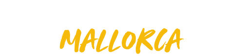 Kayak Tour Mallorca text in white and yellow on a transparent background.